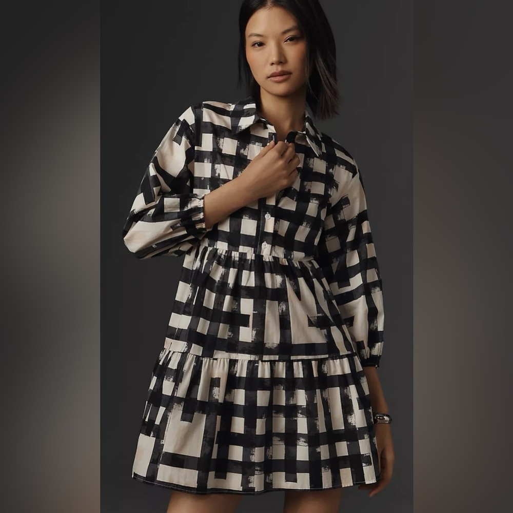 Anthropologie Bettina shirt dress by Maeve - carbon print - XS